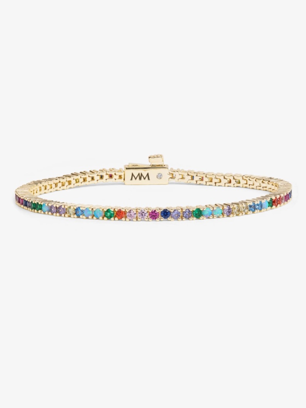 Melinda Maria Gold Rainbow Gemstone Tennis Bracelet
